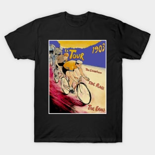 Le Tour Vintage 1903 Competing  Bicycle Racing Print T-Shirt